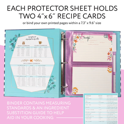 LotFancy Recipe Binder, 3-Ring Recipe Binder, Kitchen Recipe Cards Binder Organizer Set, 8.5" x 10"