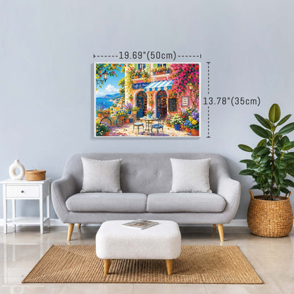 BenBen Puzzles for Adults 500 Pieces, Caffè di Mare, Jigsaw Puzzle with Patterns on Back