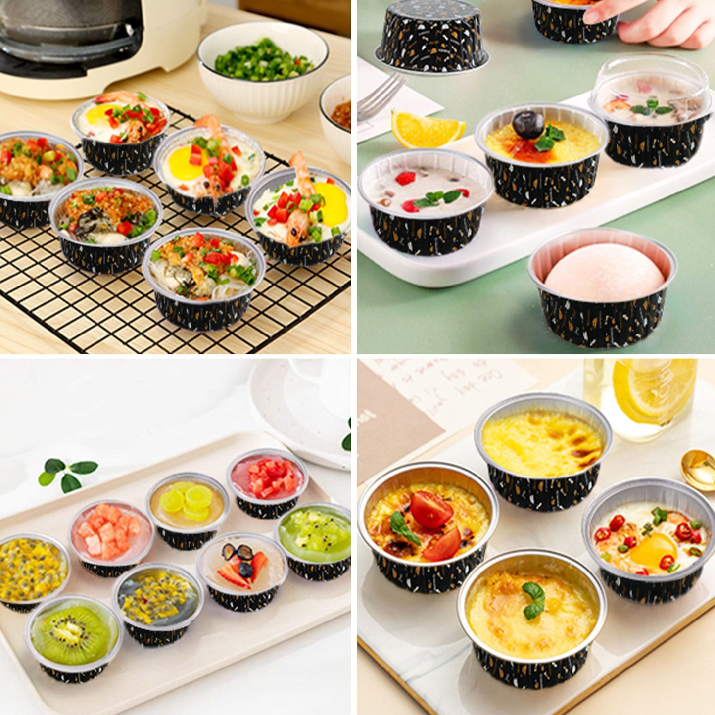 LotFancy 50 Graduation Theme Baking Cups with Lid & Spoon, 5oz Foil Cupcake Liners for Party ,Black