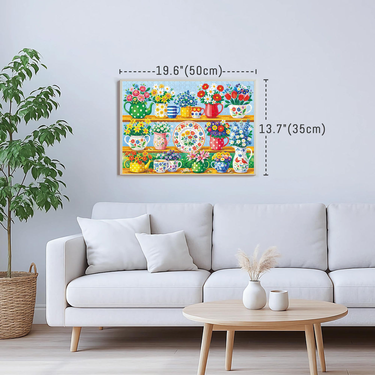 BenBen Puzzles for Adults 500 Pieces, Vibrant Floral Vases, Jigsaw Puzzle with Patterns on Back