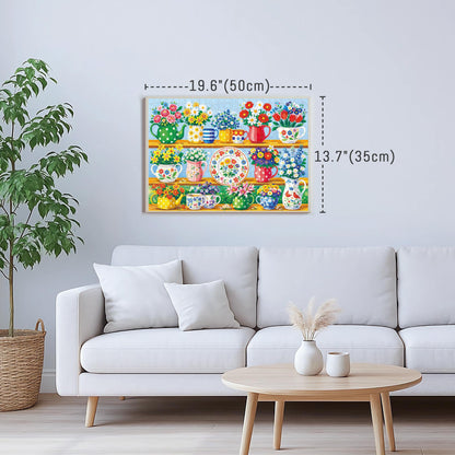 BenBen Puzzles for Adults 500 Pieces, Vibrant Floral Vases, Jigsaw Puzzle with Patterns on Back