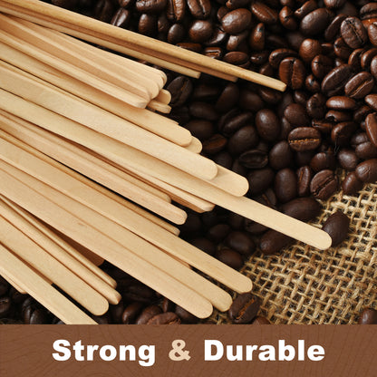 LotFancy 7" Wood Coffee Stirrers, Birchwood Stir Sticks for Cocktails, Beverage, 900 Pack