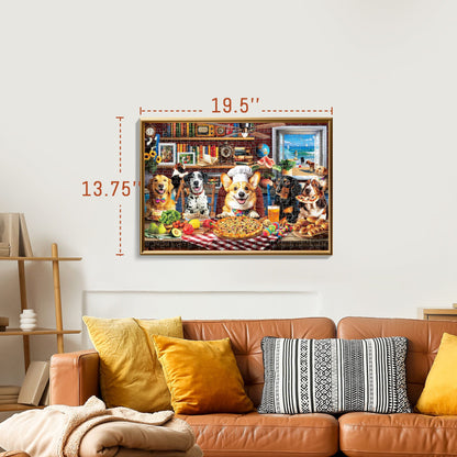 BenBen 300 Pieces Puzzles for Adults, Dogs' Dinner Party, Jigsaw Puzzles with Patterns on Back