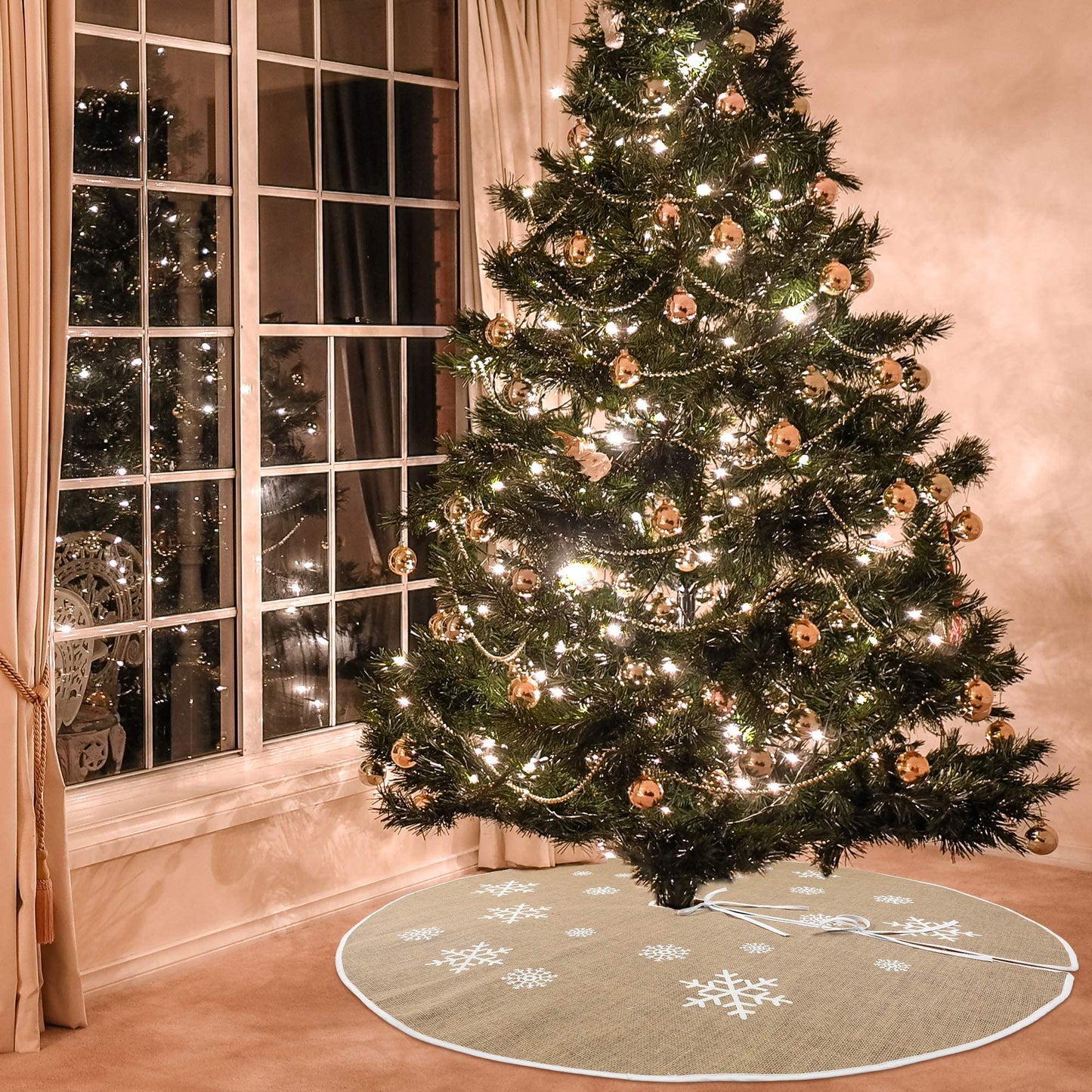 Christmas Tree Skirt Ornament, 48 inch Diameter Christmas Decoration for New Year Party