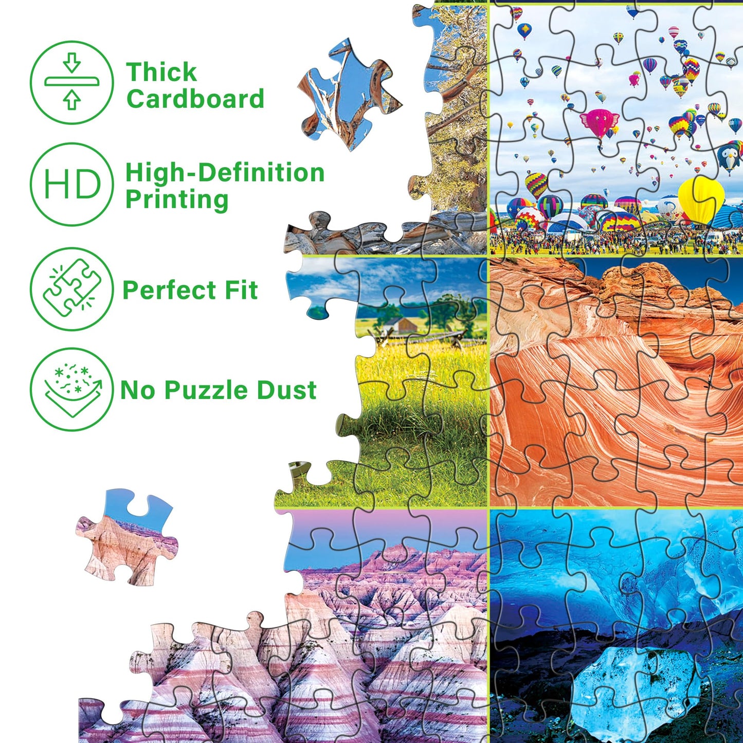 BenBen 1000 Piece Puzzle for Adults, Iconic America, 56 USA Landmarks, Travel Landscape Puzzle Including National Parks, Jigsaw Puzzles with Letters or Patterns on Back