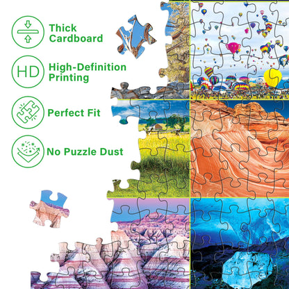 BenBen 1000 Piece Puzzle for Adults, Iconic America, 56 USA Landmarks, Travel Landscape Puzzle Including National Parks, Jigsaw Puzzles with Letters or Patterns on Back