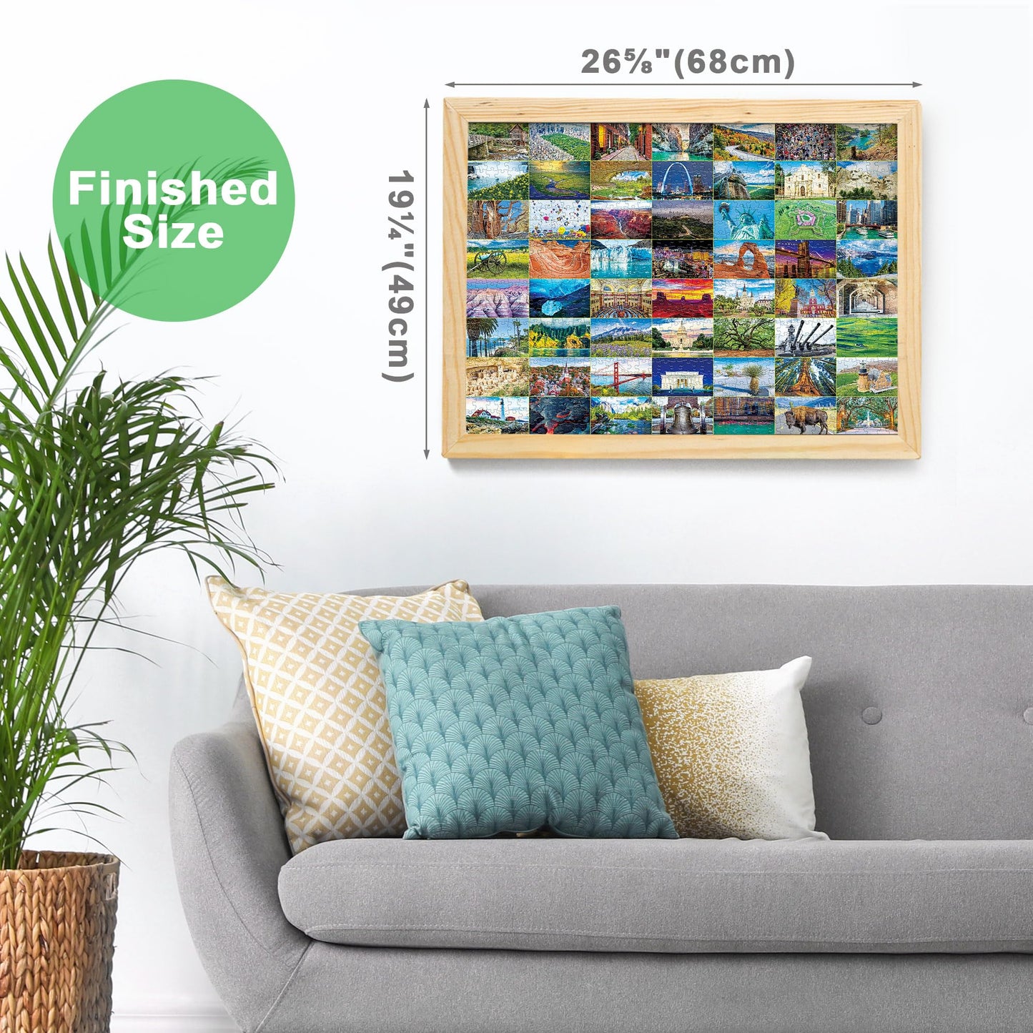 BenBen 1000 Piece Puzzle for Adults, Iconic America, 56 USA Landmarks, Travel Landscape Puzzle Including National Parks, Jigsaw Puzzles with Letters or Patterns on Back