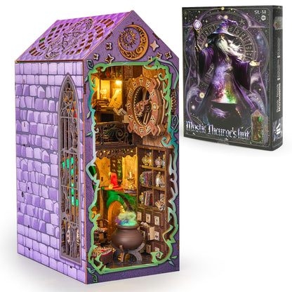 BenBen Book Nook Kit, DIY Miniature House Kit for Adults, Teens, Dollhouse Booknook to Build, Bookshelf Insert Diorama, 3D Wooden Puzzle Book Shelf Décor, Mystic Theurge’s Hut