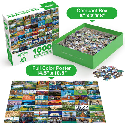 BenBen 1000 Piece Puzzle for Adults, Iconic America, 56 USA Landmarks, Travel Landscape Puzzle Including National Parks, Jigsaw Puzzles with Letters or Patterns on Back