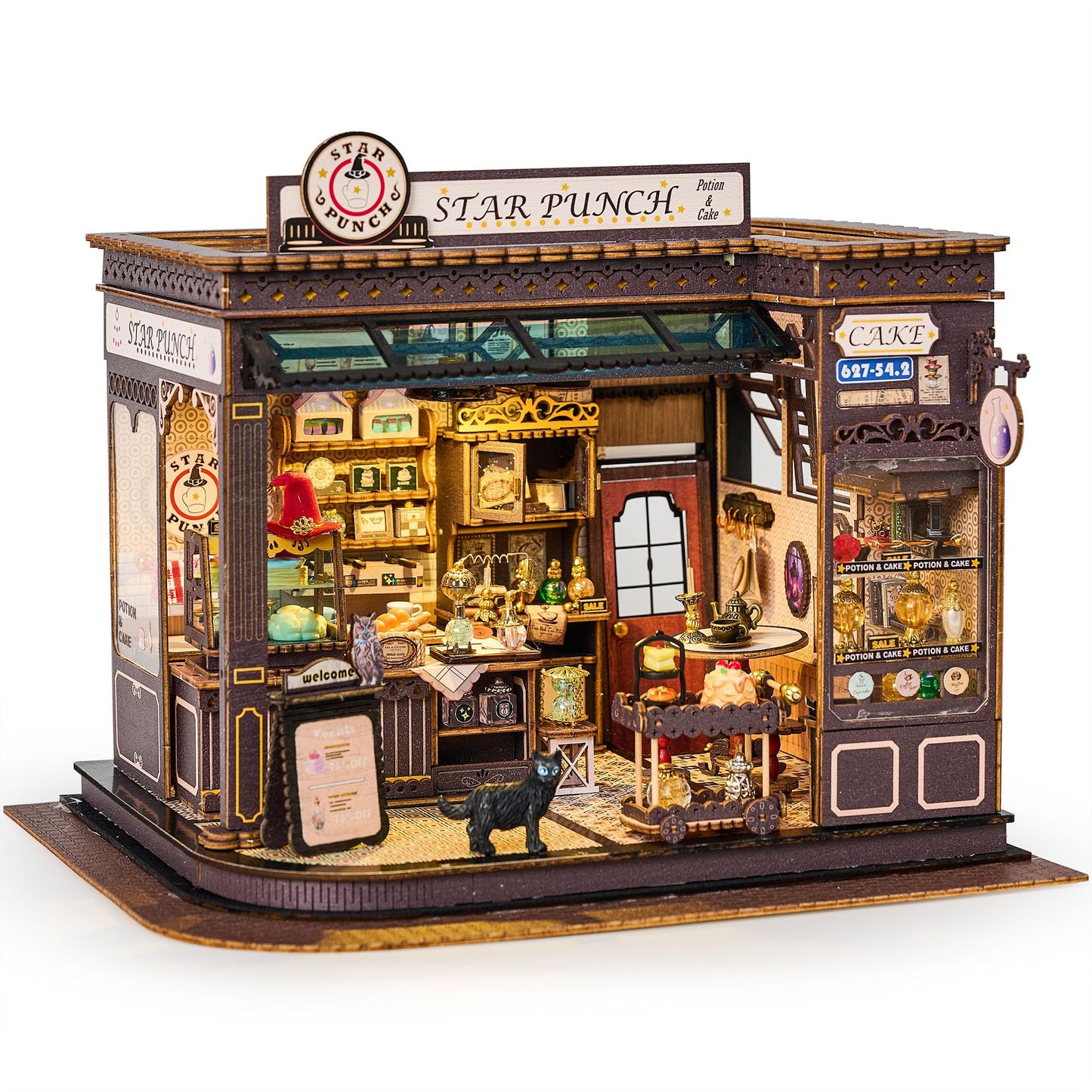 BenBen Miniature House Kit, DIY Miniature Coffee Shop with LED Lights, Furniture, Mini House Building Kit for Stress Relief & Home Décor, 3D Doll House Craft Projects for Adults, Teens