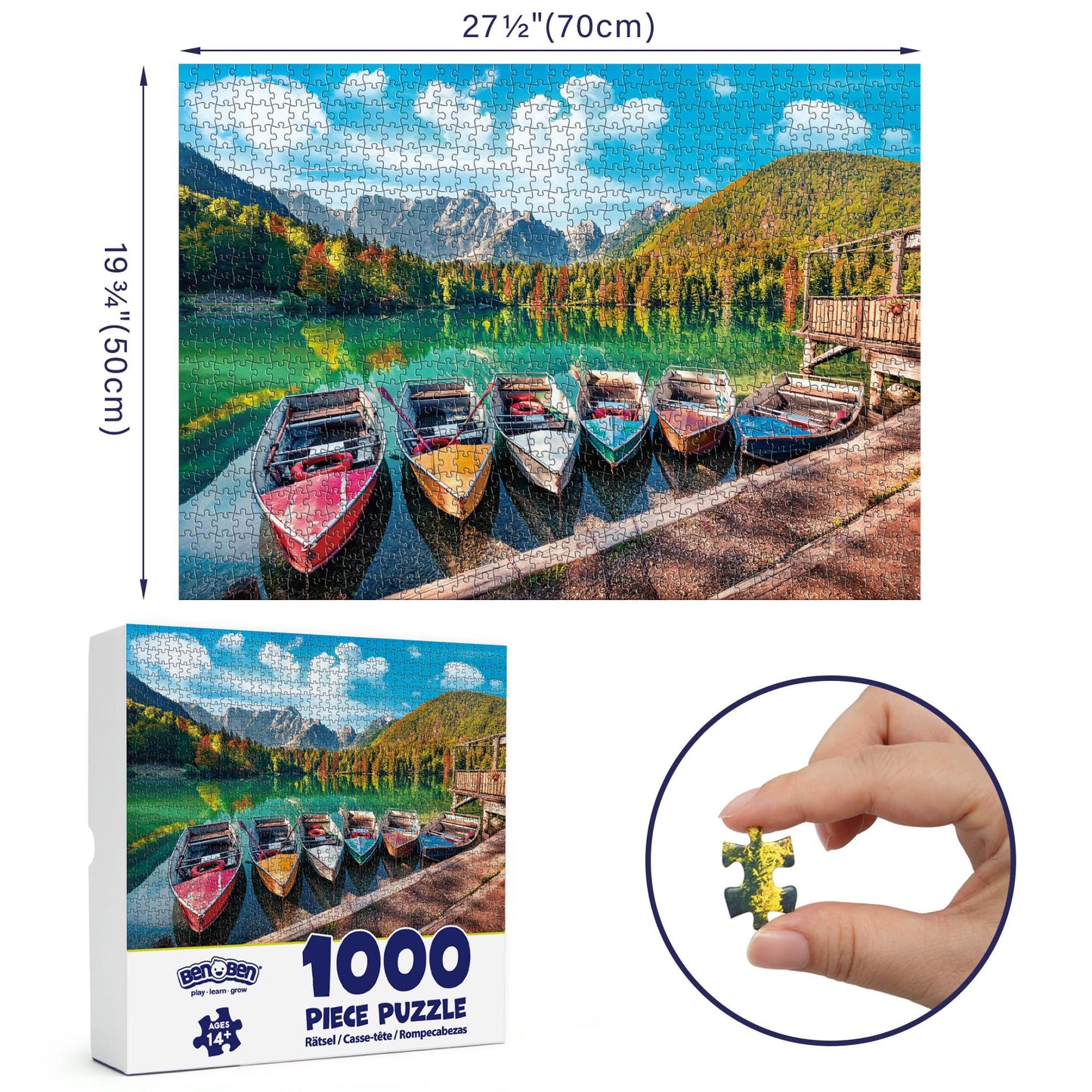 BenBen Jigsaw Puzzles 1000 Pieces for Adults Ages 12+, Natural Lake Landscape, 27.5 x 19.7 in