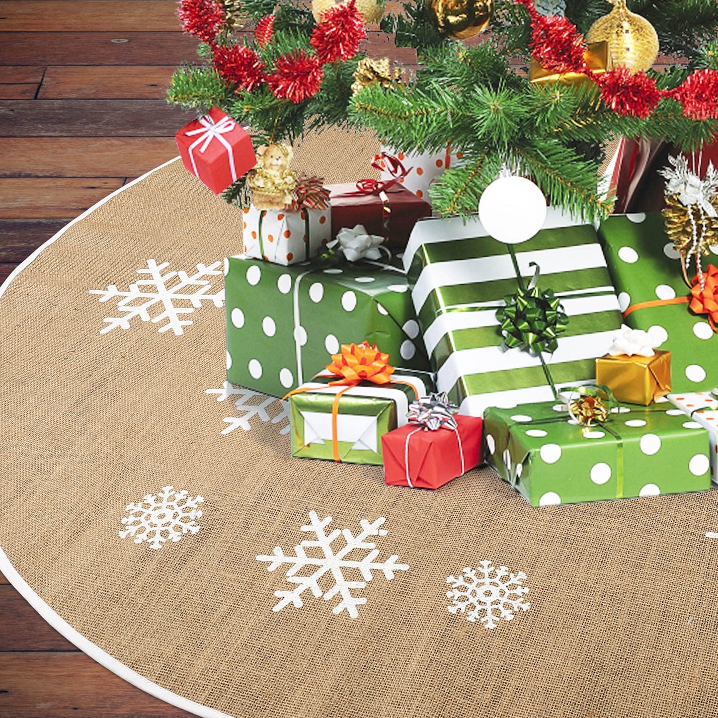 Christmas Tree Skirt Ornament, 48 inch Diameter Christmas Decoration for New Year Party