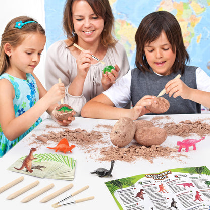 LotFancy Dinosaur Eggs Excavation Dig Kit, Discover 12 Different Dino Eggs, Dinosaur Toys for Kids Ages 3-5 5-7 8-12, Science STEM Activities, Party Gifts for Boys Girls PMT