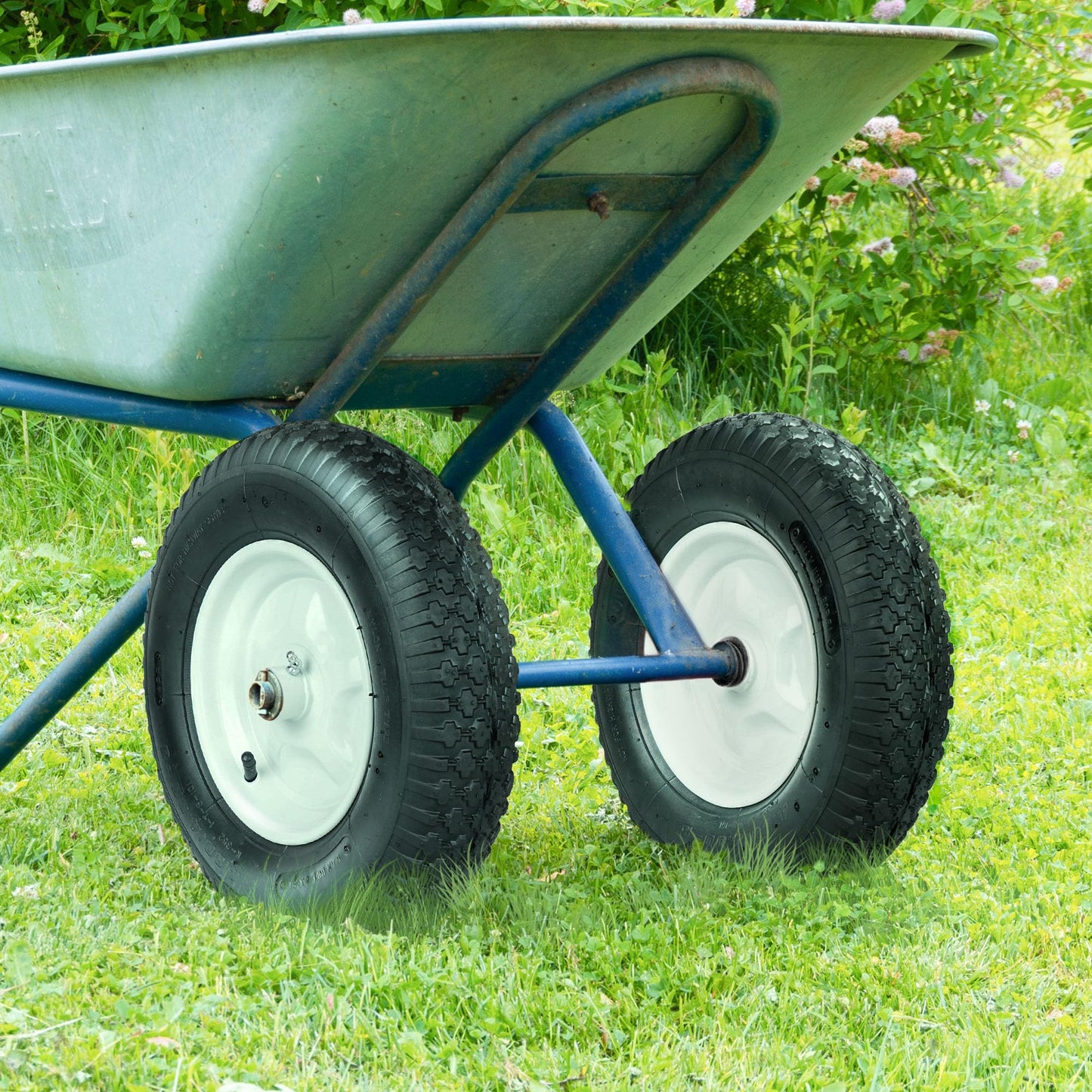 LotFancy 4.80/4.00-8” Tire and Wheel, 2 Pack 16” Pneumatic Wheelbarrow Tire, 5/8” Bearings, 3-7” Centered Hub, Replacement for Wheelbarrows, Garden and Utility Carts, Trolleys, Wagon