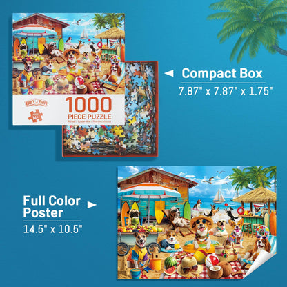 BenBen 1000 Pieces Puzzles For Adults, Dogs' Beach Party, Challenging Jigsaw Puzzle