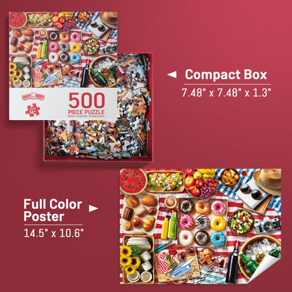 BenBen 500 Pieces Puzzles For Adults, Picnic Party Time, Challenging Landscape Jigsaw Puzzle