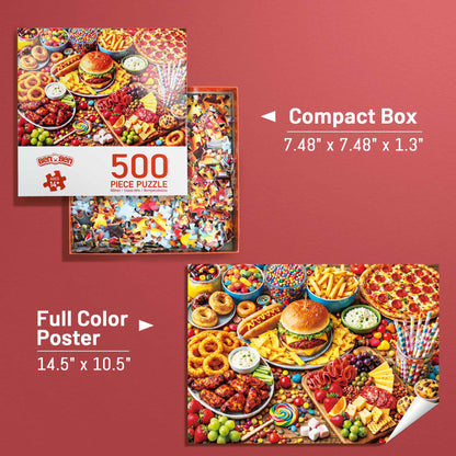 BenBen 500 Pieces Puzzles for Adults, Delicious Food Feast, Jigsaw Puzzle with Patterns on Back
