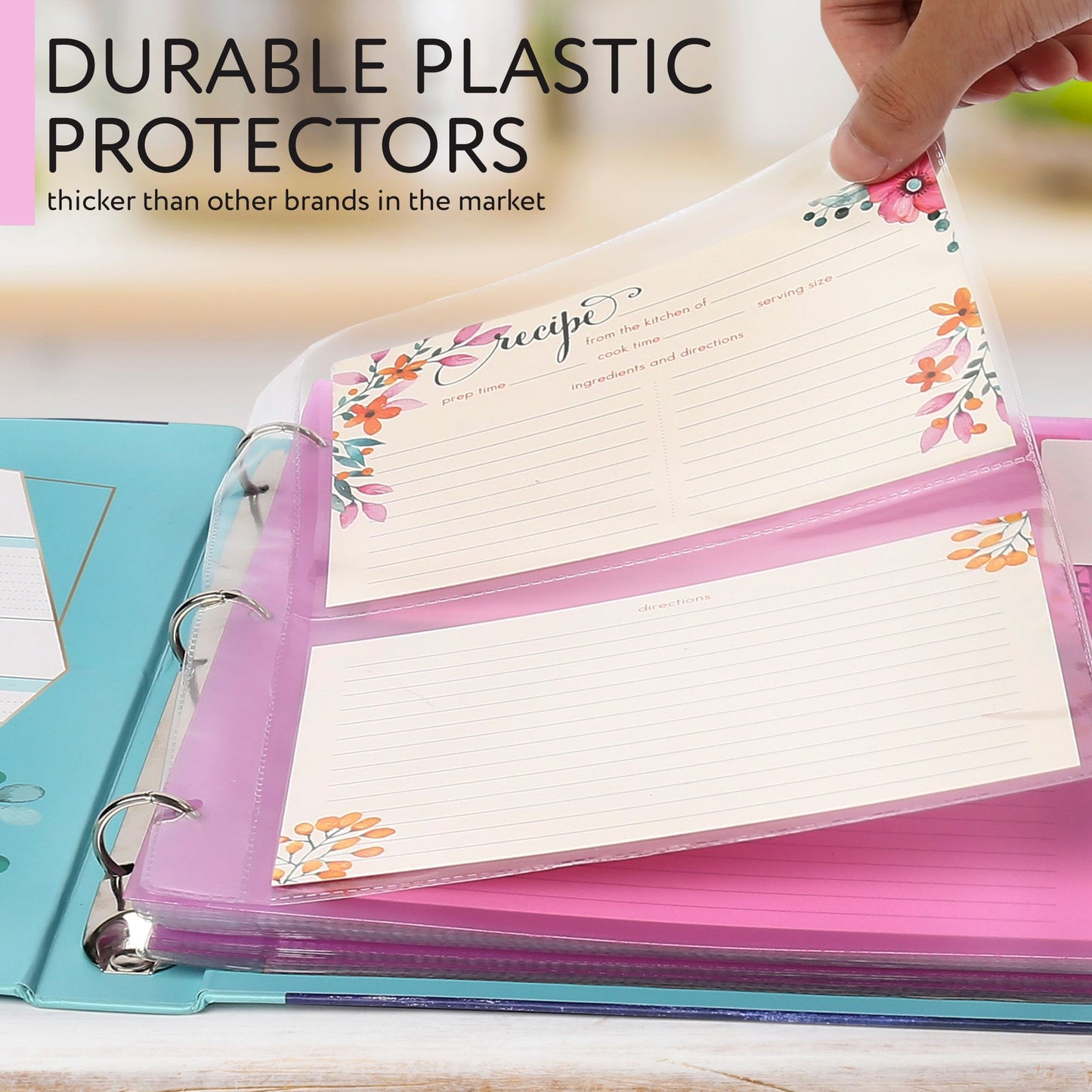 LotFancy Recipe Binder, 3-Ring Recipe Binder, Kitchen Recipe Cards Binder Organizer Set, 8.5" x 10"