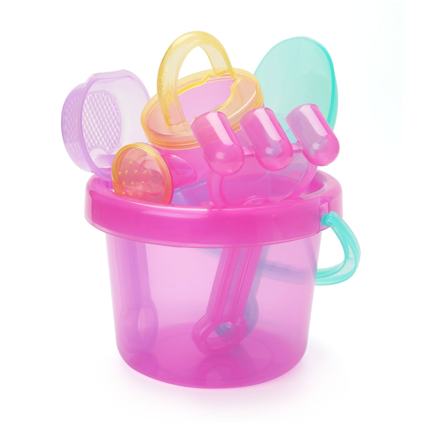 LotFancy Beach Toy Set, Sand Toy for Toddlers, Beach Bucket with Sand Sifter Cover, Shovel, Star Mold, Rake, Watering Can and Sifter Shovel Tool Kit for Kids Outdoor Toys