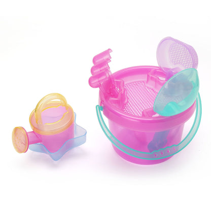 LotFancy Beach Toy Set, Sand Toy for Toddlers, Beach Bucket with Sand Sifter Cover, Shovel, Star Mold, Rake, Watering Can and Sifter Shovel Tool Kit for Kids Outdoor Toys