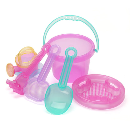 LotFancy Beach Toy Set, Sand Toy for Toddlers, Beach Bucket with Sand Sifter Cover, Shovel, Star Mold, Rake, Watering Can and Sifter Shovel Tool Kit for Kids Outdoor Toys