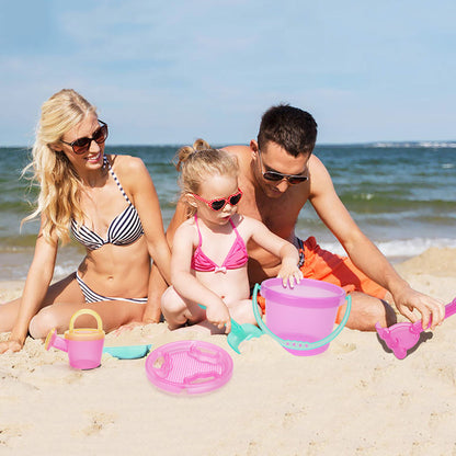 LotFancy Beach Toy Set, Sand Toy for Toddlers, Beach Bucket with Sand Sifter Cover, Shovel, Star Mold, Rake, Watering Can and Sifter Shovel Tool Kit for Kids Outdoor Toys