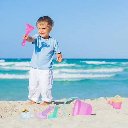 LotFancy Beach Toy Set, Sand Toy for Toddlers, Beach Bucket with Sand Sifter Cover, Shovel, Star Mold, Rake, Watering Can and Sifter Shovel Tool Kit for Kids Outdoor Toys