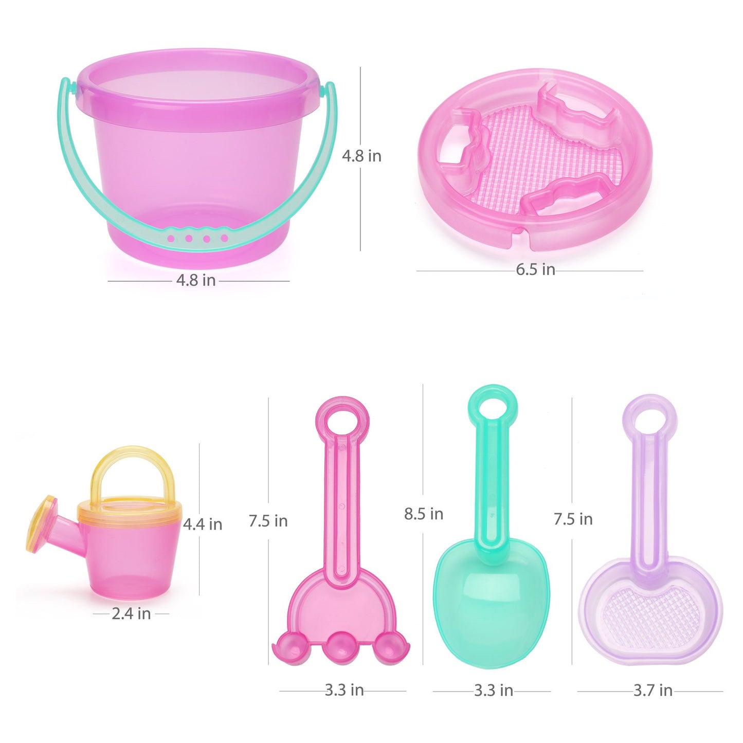 LotFancy Beach Toy Set, Sand Toy for Toddlers, Beach Bucket with Sand Sifter Cover, Shovel, Star Mold, Rake, Watering Can and Sifter Shovel Tool Kit for Kids Outdoor Toys