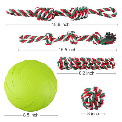 Prime Pets 5 PCS Dog Toys, Dog Rope Toys and Flying Disc Set for Small & Medium Dogs, Tough Rope Chew Toys, Interactive Durable Puppy Dog Tug of War for Dog Teething Dental Cleaning