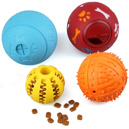 Prime Pets 4 Pack Large Dog Treat Ball, Interactive Food Dispensing Puppy Puzzle Toy, Natural Rubber