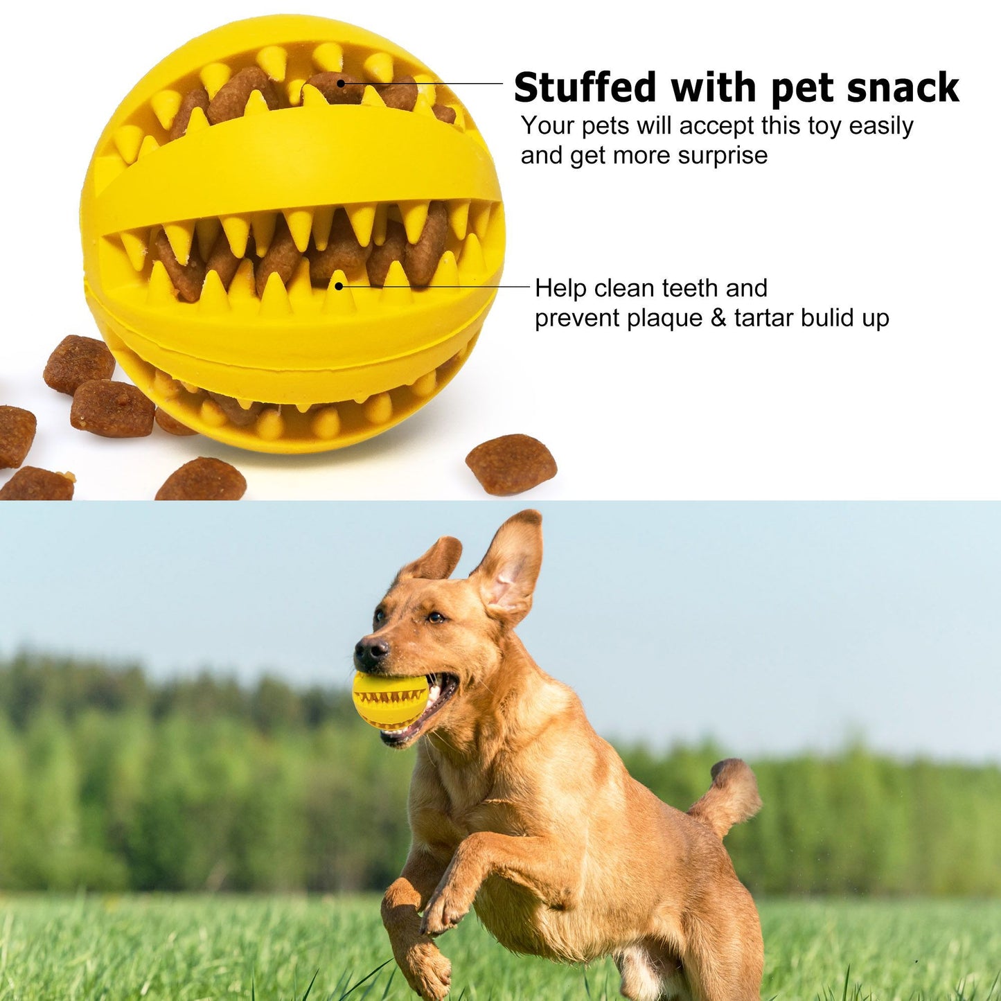 Prime Pets 4 Pack Large Dog Treat Ball, Interactive Food Dispensing Puppy Puzzle Toy, Natural Rubber