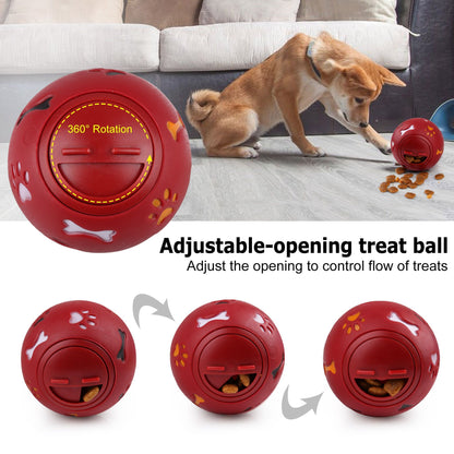Prime Pets 4 Pack Large Dog Treat Ball, Interactive Food Dispensing Puppy Puzzle Toy, Natural Rubber