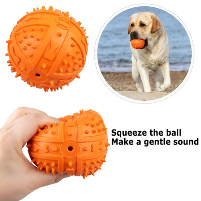 Prime Pets 4 Pack Large Dog Treat Ball, Interactive Food Dispensing Puppy Puzzle Toy, Natural Rubber