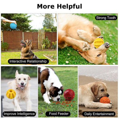 Prime Pets 4 Pack Large Dog Treat Ball, Interactive Food Dispensing Puppy Puzzle Toy, Natural Rubber