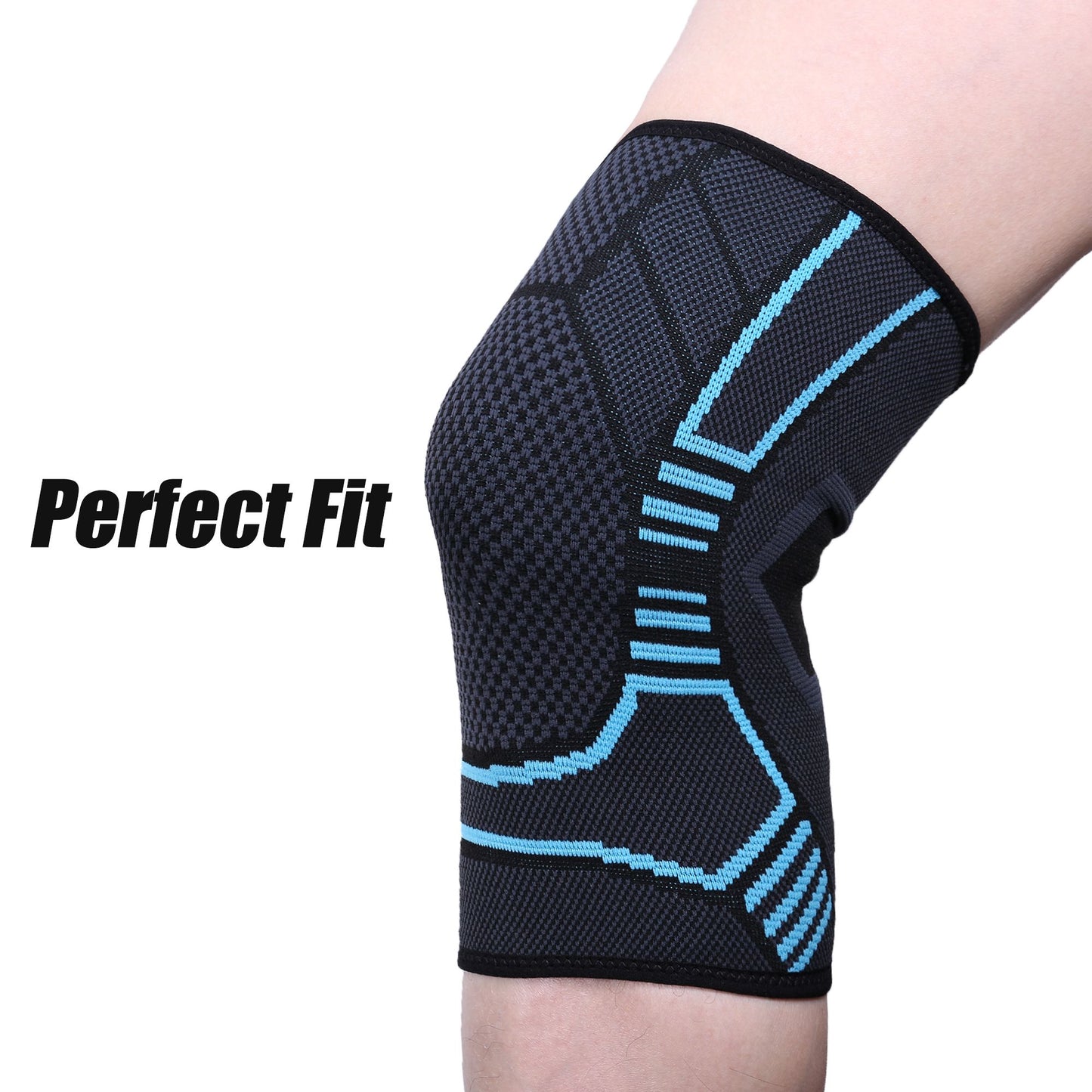 LotFancy Knee Compression Sleeve Brace for Men Women, Ideal for Basketball Running Football Volleyball Baseball Sports, Latex-free, 1 Pair