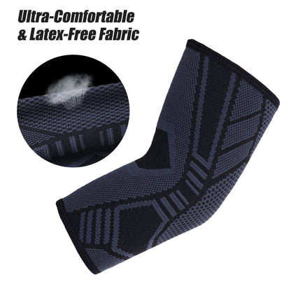 LotFancy Elbow Compression Sleeve Brace Support for Women Men, Ideal for Tendonitis/Tennis/Golf Elbow, Arthritis Pain, Volleyball, Football, Fitness, Workout, Latex-free, 1 Pair