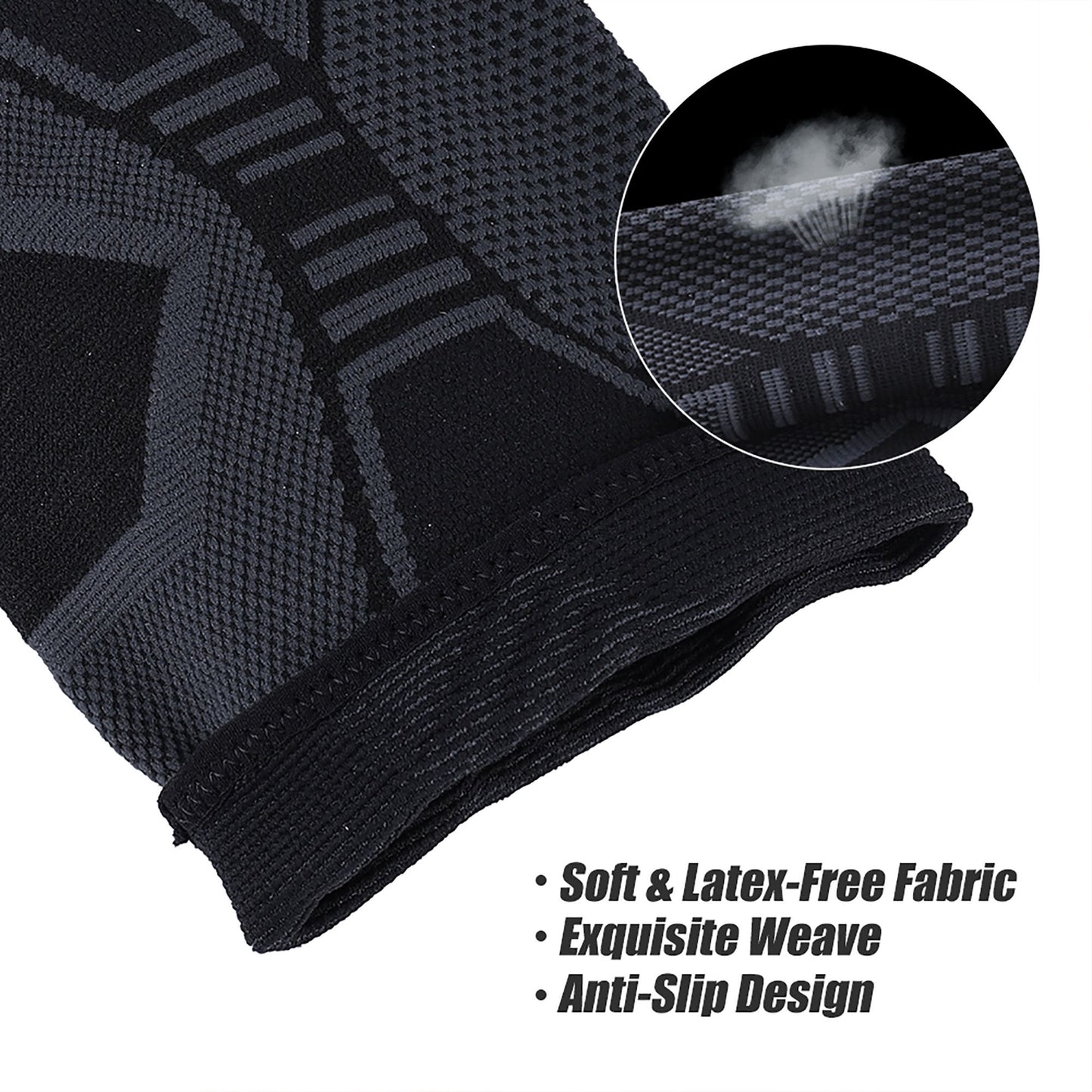 LotFancy Knee Compression Sleeve Brace for Men Women, Ideal for Basketball Running Football Volleyball Baseball Sports, Latex-free, 1 Pair