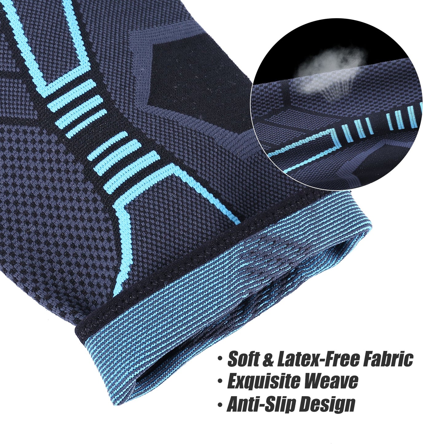 LotFancy Knee Compression Sleeve Brace for Men Women, Ideal for Basketball Running Football Volleyball Baseball Sports, Latex-free, 1 Pair