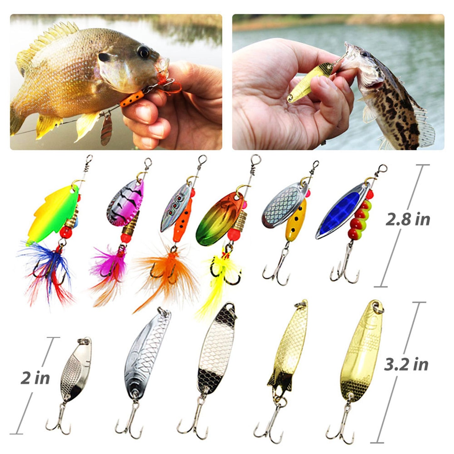 LotFancy 129 Pcs Fishing Lures, Topwater Lures with Treble Hook, Freshwater Saltwater Lures for Bass Trout Walleye WMT