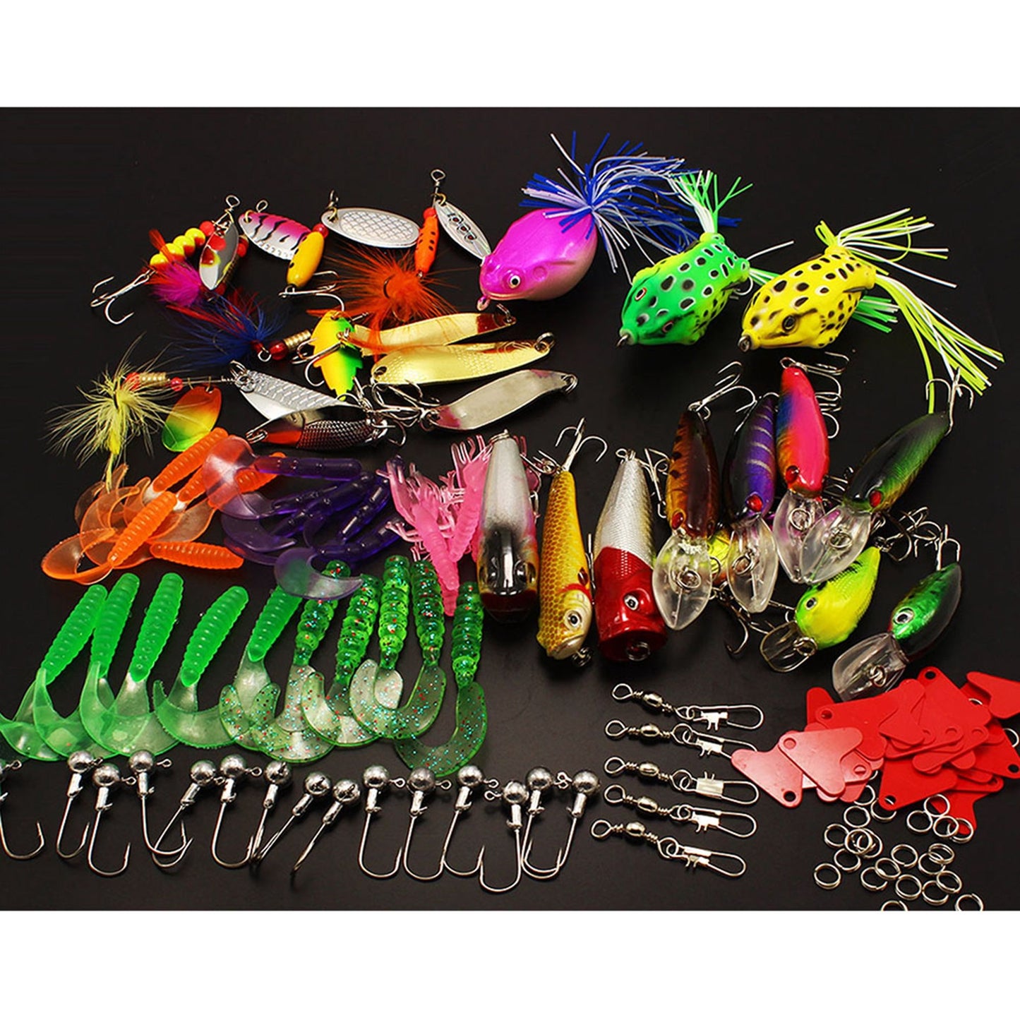 LotFancy 129 Pcs Fishing Lures, Topwater Lures with Treble Hook, Freshwater Saltwater Lures for Bass Trout Walleye WMT
