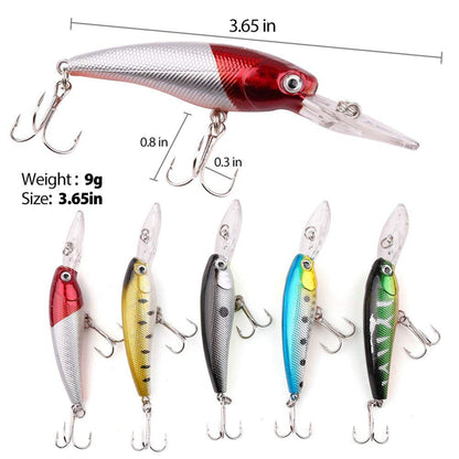 Fishing Lures, Topwater Lures with Treble Hook, Freshwater Saltwater Lures for Bass Trout Walleye, 3D Minnow Fishing Bait, Swimbait Sinking Lure Kit