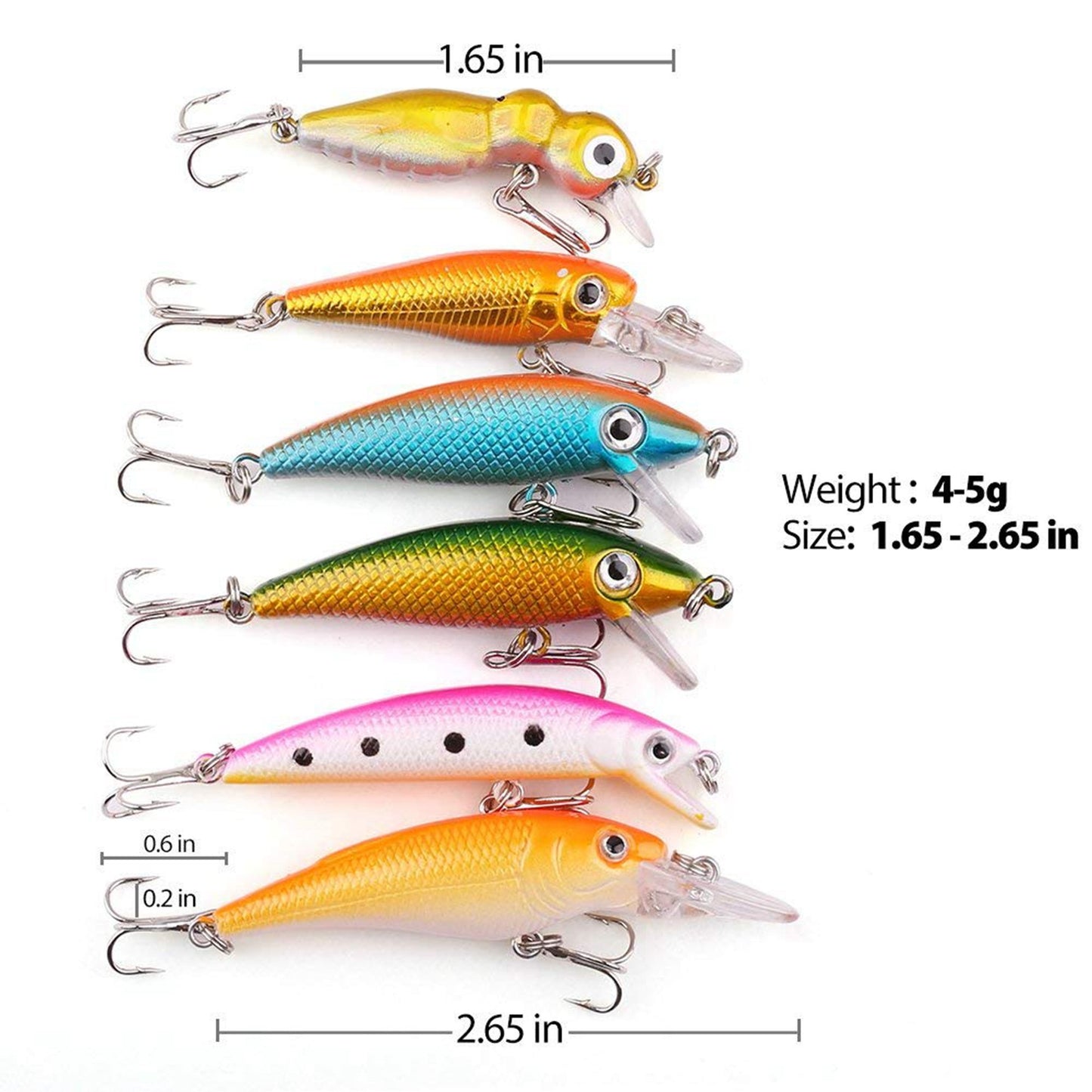 Fishing Lures, Topwater Lures with Treble Hook, Freshwater Saltwater Lures for Bass Trout Walleye, 3D Minnow Fishing Bait, Swimbait Sinking Lure Kit