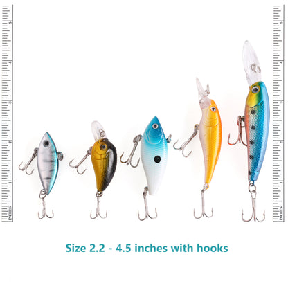 Fishing Lures, Topwater Lures with Treble Hook, Freshwater Saltwater Lures for Bass Trout Walleye, 3D Minnow Fishing Bait, Swimbait Sinking Lure Kit