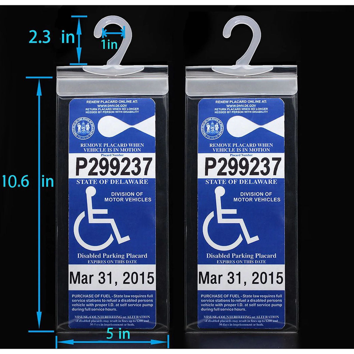LotFancy Handicap Placard Holder- 10.6 x 5 in, Pack of 2