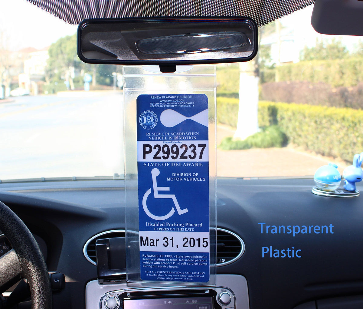 3 PCS Handicap Placard Holder - Disabled Parking Placard Protector Sleeve with Large Hook