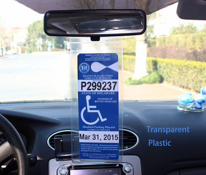 3 PCS Handicap Placard Holder - Disabled Parking Placard Protector Sleeve with Large Hook