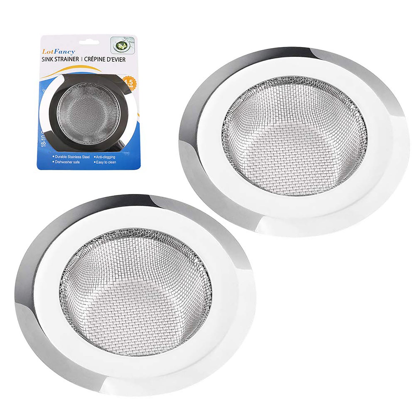 LotFancy Sink Strainer, Stainless Steel Mesh Drain Strainer, Anti Clogging