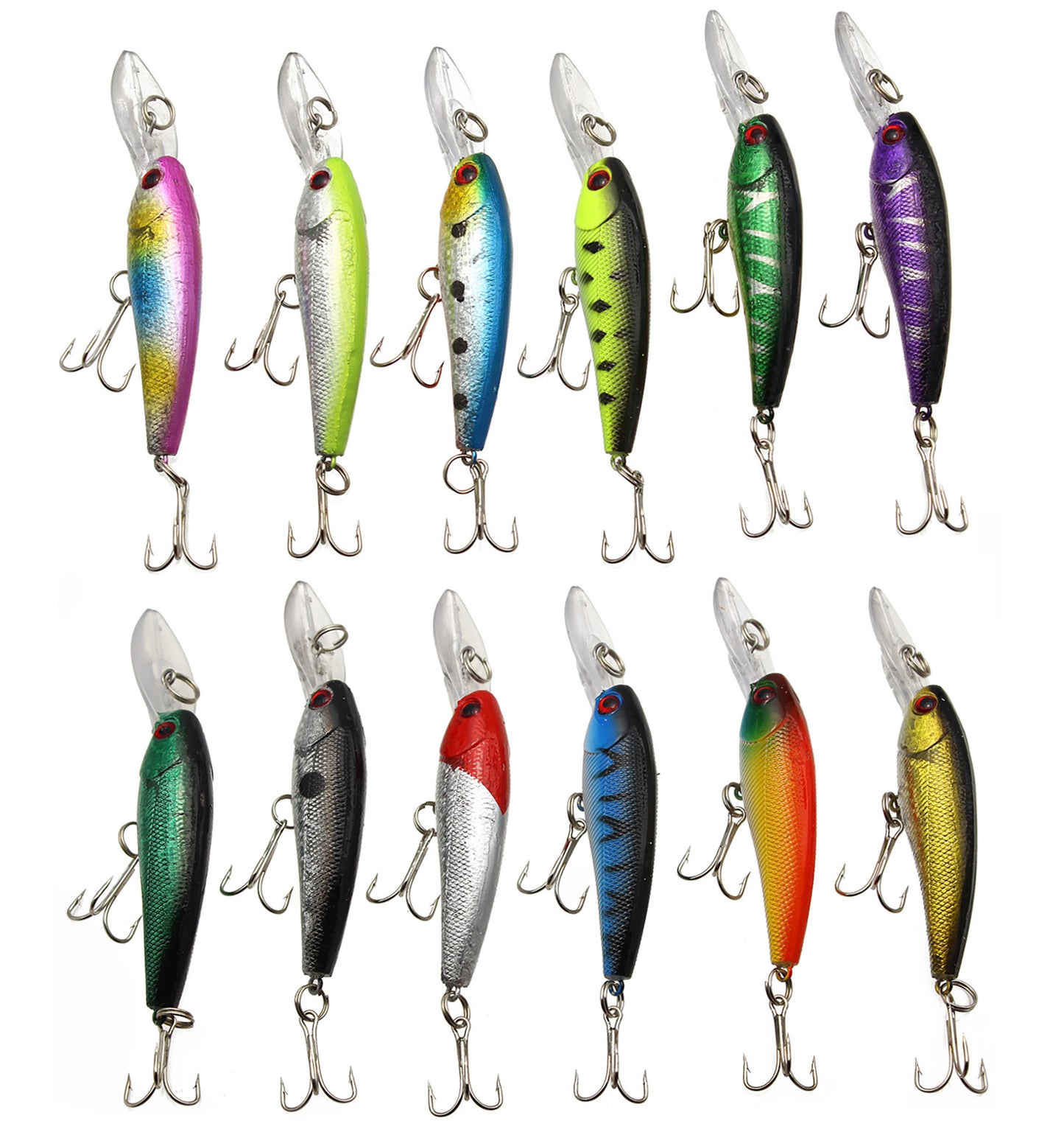 Fishing Lures, Topwater Lures with Treble Hook, Freshwater Saltwater Lures for Bass Trout Walleye, 3D Minnow Fishing Bait, Swimbait Sinking Lure Kit