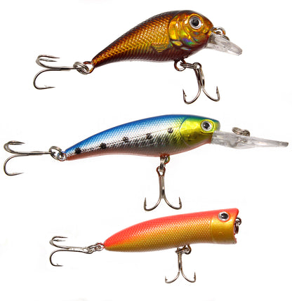 Fishing Lures, Topwater Lures with Treble Hook, Freshwater Saltwater Lures for Bass Trout Walleye, 3D Minnow Fishing Bait, Swimbait Sinking Lure Kit