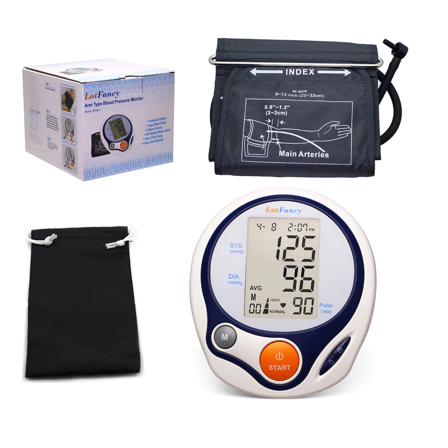 LotFancy Arm Blood Pressure Monitor with Medium Cuff ( 9-13 in)